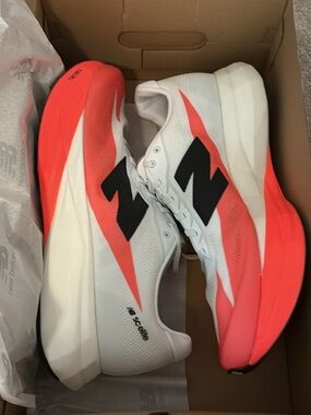 New Balance supercomp elite White & Neon Coral Running Shoes